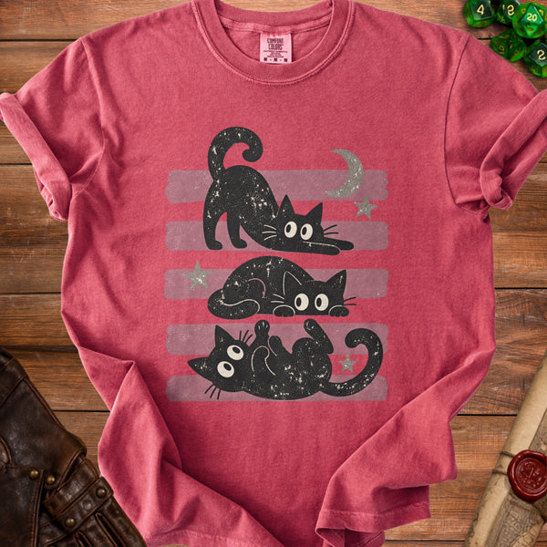 Cosmic Cats T-Shirt in Crimson