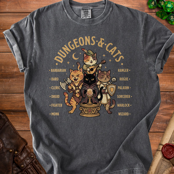 Dungeons & Cats Feline Flair T-Shirt in Pepper