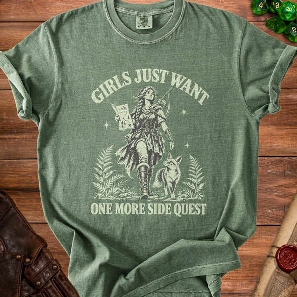 Side Quest Never Turn Down T-Shirt in Moss