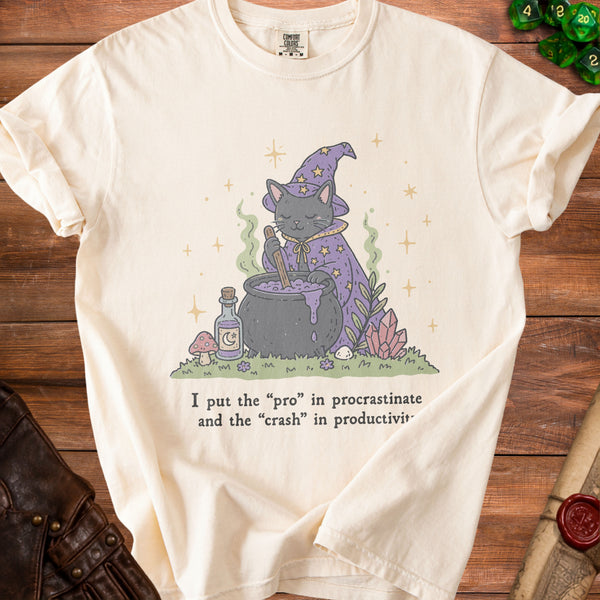 Procrastinate Cat T-shirt in Ivory