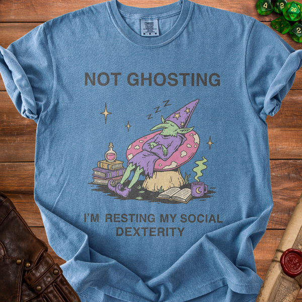 Resting Wizard T-Shirt in Blue Jean