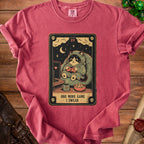 T-shirt graphic of a cat playing video games with text "ONE MORE GAME - I SWEAR".