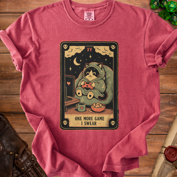 Gamer Cat T-Shirt in Crimson