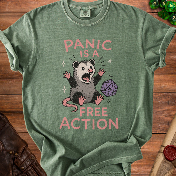 Panic Opossum T-Shirt in Moss