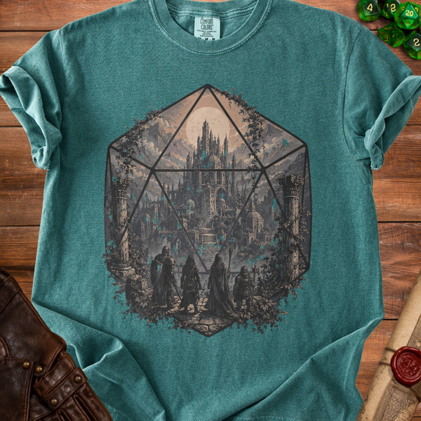 D20 Castle Quest T-shirt in Blue Spruce