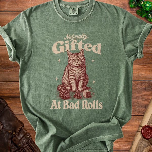 Bad Rolls Cat T-Shirt in Moss