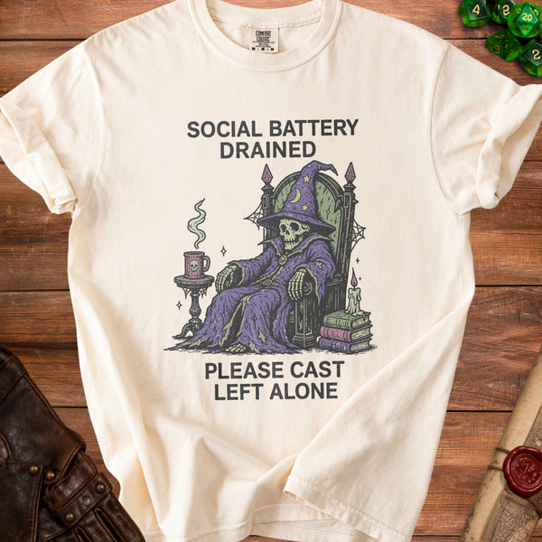 Social Battery Drained T-Shirt in Ivory