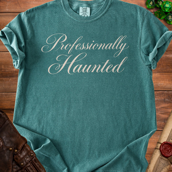 Professionally Haunted T-Shirt in Blue Spruce