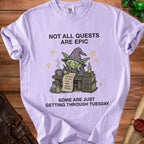 T-shirt with a green wizard goblin writing "Things to Do: Eat, Nap, Avoid People."