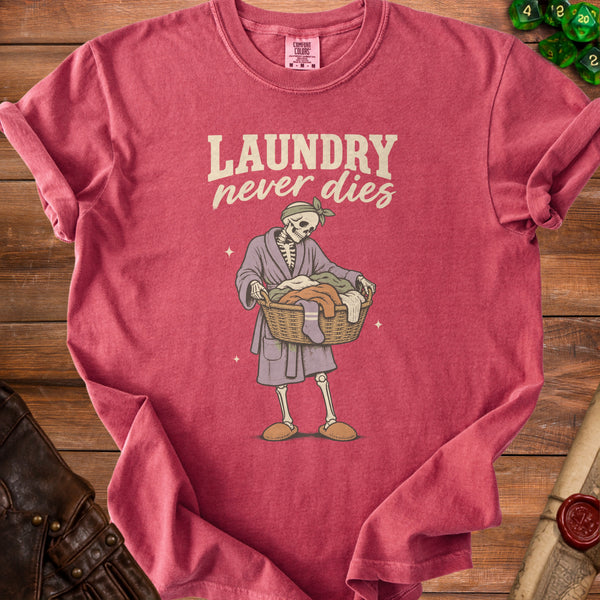 Laundry Skeleton T-Shirt in Crimson