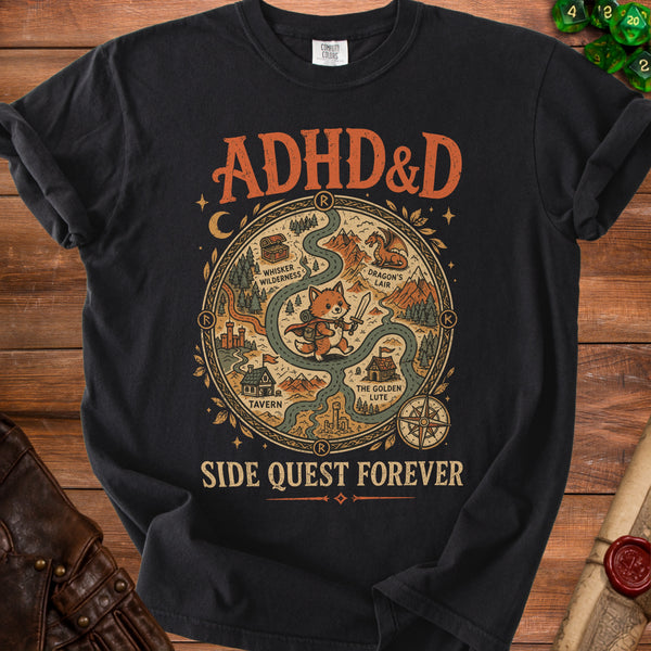 ADHD&D Quest T-shirt in Black