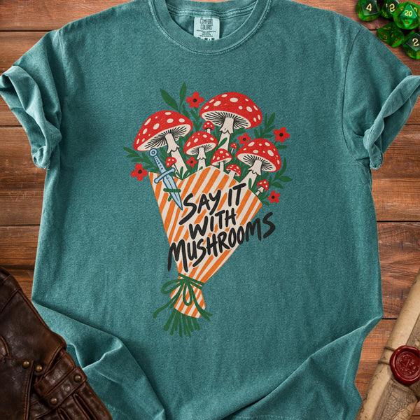 Mushroom Bouquet T-shirt in Blue Spruce