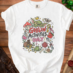 White t-shirt with a colorful cartoon goblin and text "GOBLIN ACTIVITIES ONLY."