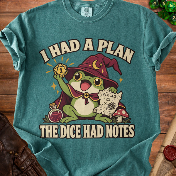 Frog Wizard Dice T-Shirt in Blue Spruce