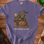 Goblin with pumpkin basket of candy and coins, text reads "THIS COUNTS AS LOOT".