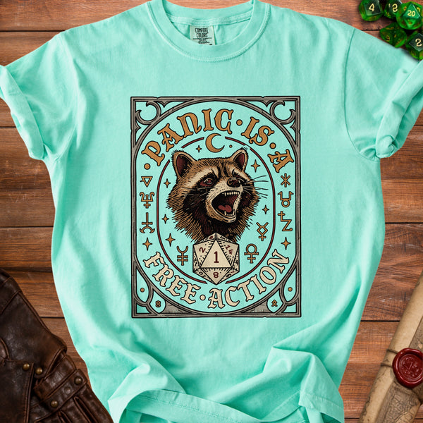Panic Raccoon T-Shirt in Island Reef