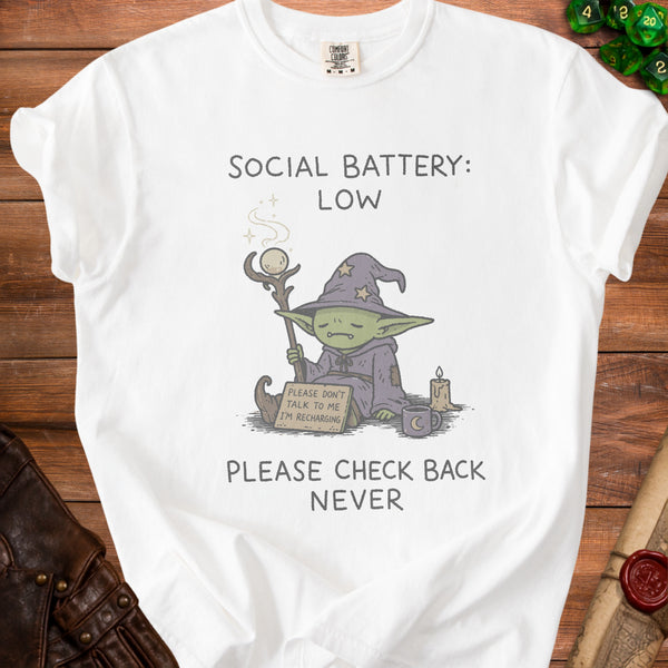 Social Battery Low T-Shirt in White
