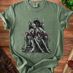 Green t-shirt with a skeleton king graphic and text "REIGNING BARNILY".