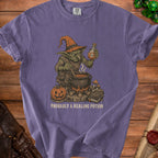 Purple t-shirt with a goblin brewing a potion and text "Probably a Healing Potion".