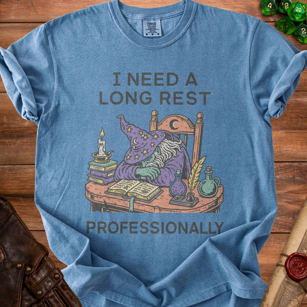 Long Rest Wizard T-Shirt in Blue Jean