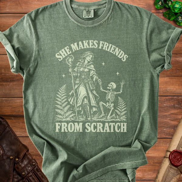 Necromancer Friends T-Shirt in Moss