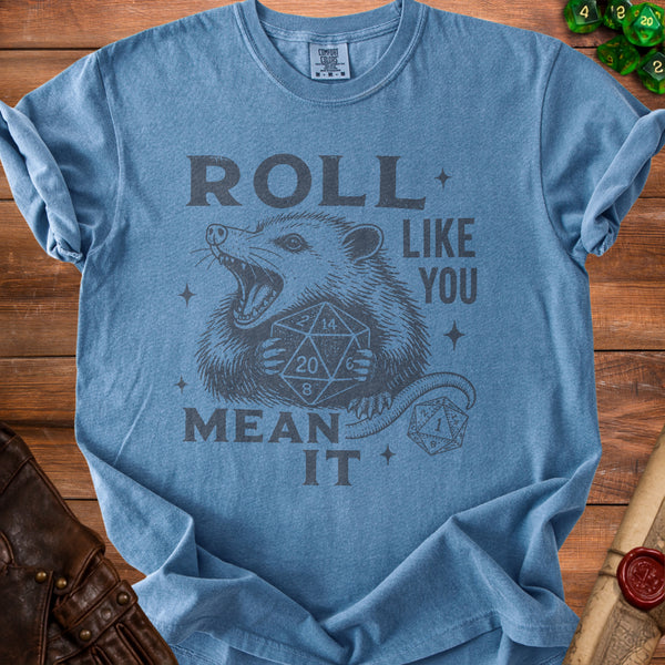 Roll Mean T-shirt in Blue Jean