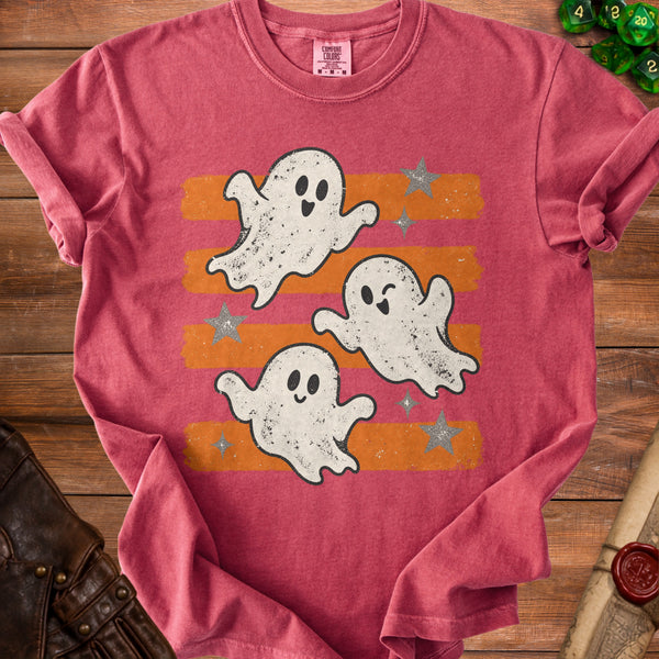 Retro Ghosts T-Shirt in Crimson