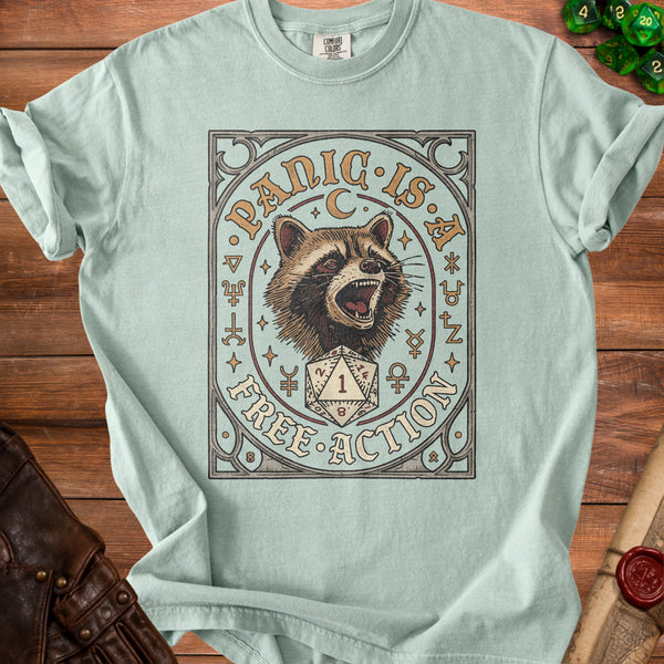 Panic Raccoon T-Shirt in Bay