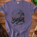 Purple t-shirt with "NOT MY DAY" text and a knight crushed by a boulder.