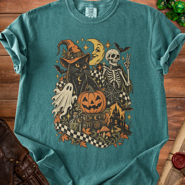 Vintage Halloween T-Shirt in Blue Spruce