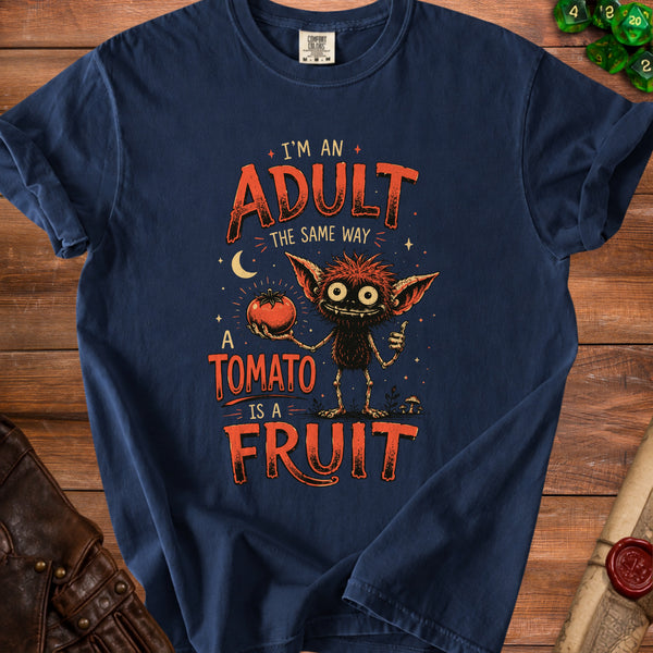 Adult Tomato Quirky Paradox T-Shirt in True Navy