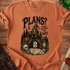 T-shirt with black cat in wizard hat holding mug that says "No Thanks."