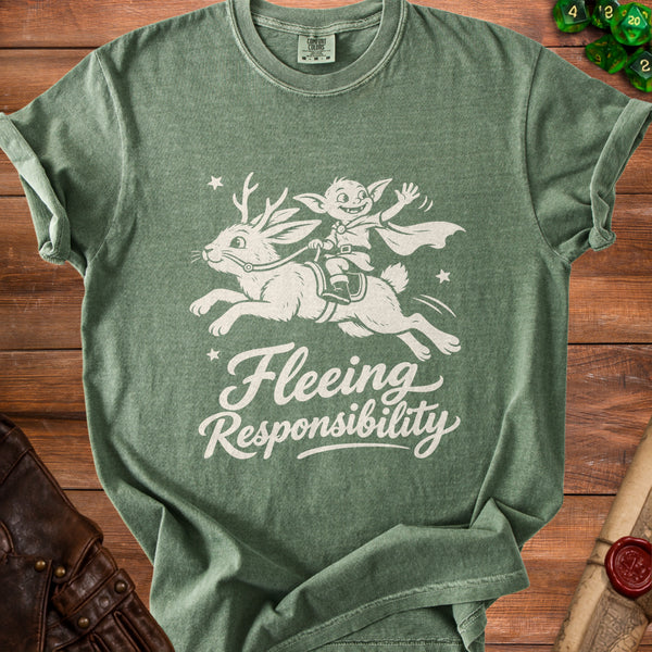 Fleeing Responsibility T-Shirt in Moss