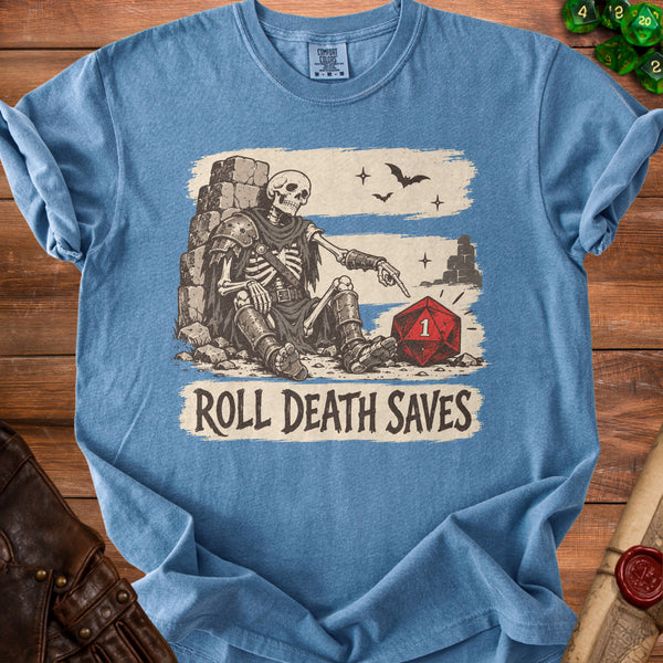 Death Saves T-Shirt in Blue Jean