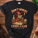 Frog wizard with spellbooks and map, "Don't Worry I Have a Plan" text.