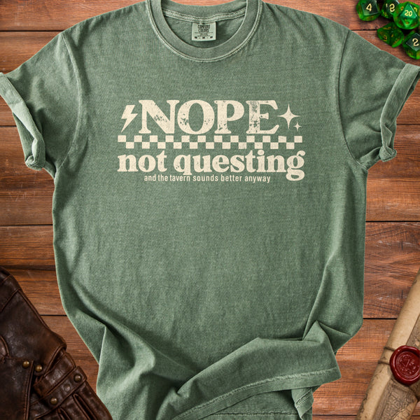 Not Questing T-Shirt in Moss