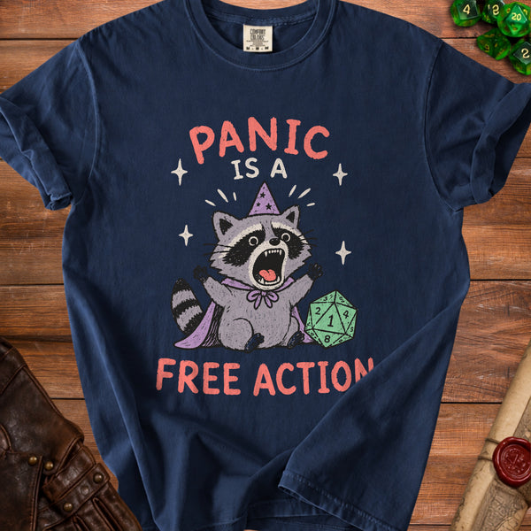 Panic Raccoon Free Action T-Shirt in True Navy