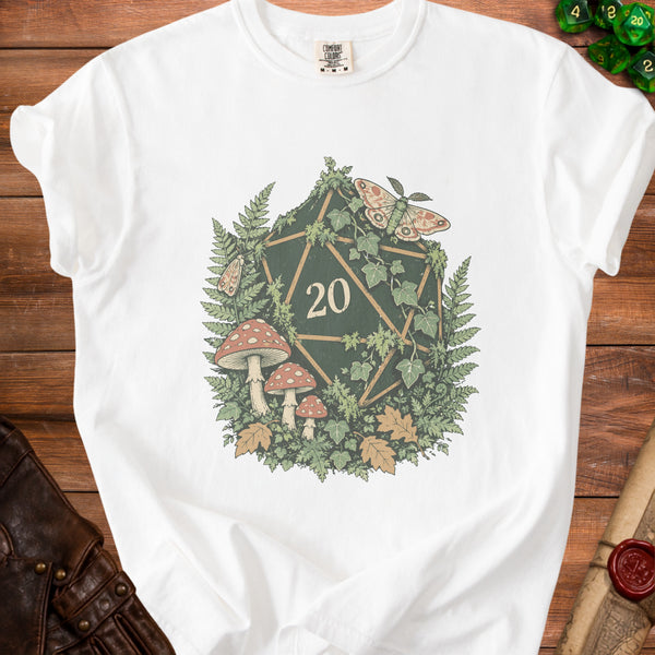 Botanical D20 Ancient Forest Magic T-Shirt in White