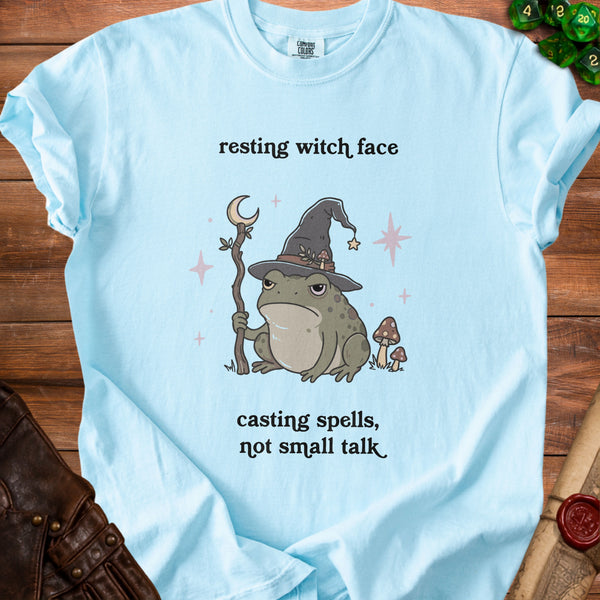 Witchy Frog Vibes T-Shirt in Chambray
