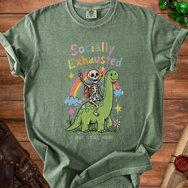Socially Exhausted T-Shirt in Moss