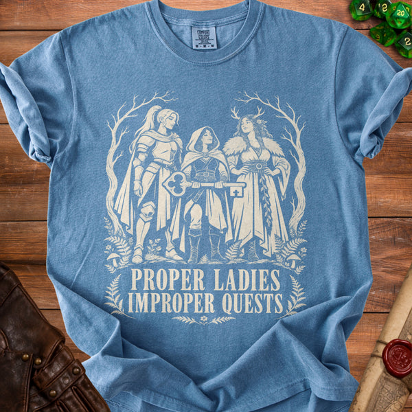Improper Quests T-Shirt in Blue Jean