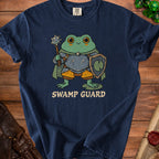 Frog knight in armor holding a mace and shield, with "Swamp Guard" text.