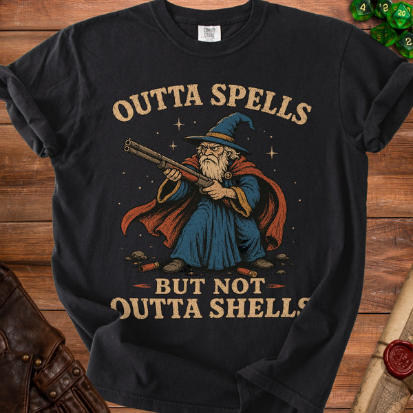 Outta Spells Zero Slots Left T-Shirt in Black