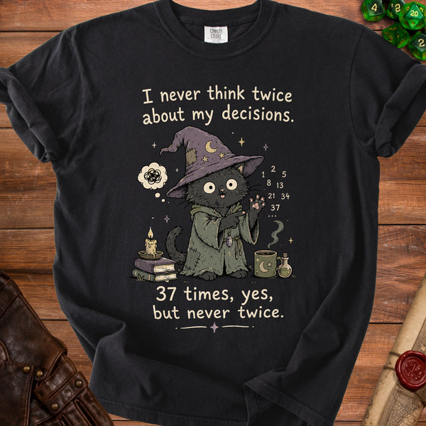 Wizard Cat Deep Thought Chaos T-Shirt in Black