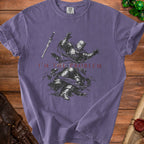 Purple t-shirt with knight graphic and text "I'M THE PROBLEM".