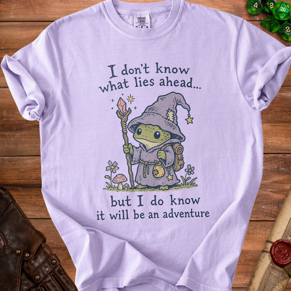 Frog Wizard Enchanting Adventure T-Shirt in Orchid