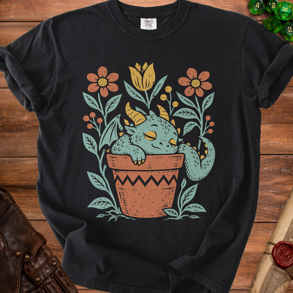 Potted Dragon T-shirt in Black