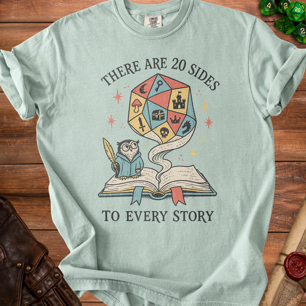 20 Sides Story Unfold Narrative T-Shirt in Bay