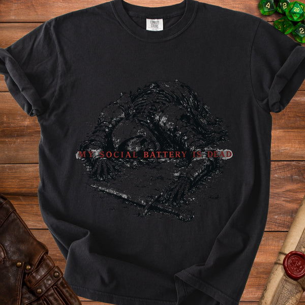 Social Battery Utterly Depleted T-Shirt in Black