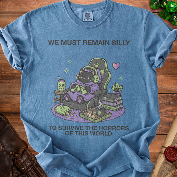 Silly Cat T-shirt in Blue Jean